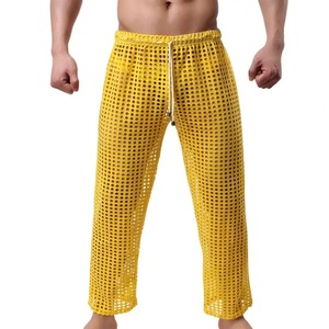 Men's Eco-Friendly Casual Sport Pants Loose Hollow Sweatpants with Elastic Waist <b>Long</b> Gym Jogging Trousers Solid Pattern - Product Image 4