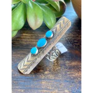 Boyd Ashley Sleeping Beauty Turquoise & Sterling Silver <b>Adjustable</b> <b>Ring</b> Bezel Setting Size 9.25 Gift - Product Image 4