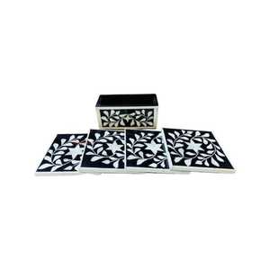 Ensemble de 4 sous-verres à thé de luxe faits à la main Style classique indien incrustation d'os dessus de table support de tasse de table tapis et tampons - Product Image 5