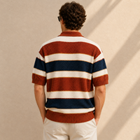 Camisa IKDEER Personalizada para Hombre, Tejido Sólido de Poliéster/Algodón, Color Azul Marino, Textura de Toalla, Manga Corta, Estilo Retro, Casual, para Vacaciones
