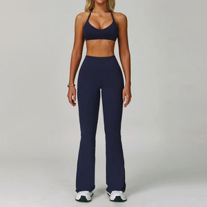 Ensemble de yoga à manches longues pour femmes avec leggings extensibles et haut de sport tissu à séchage rapide respirant Logo personnalisé Service OEM - Product Image 2