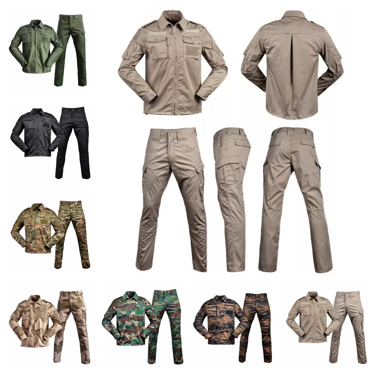 Tactical Long Sleeve Security Guard Officer Uniforms Clothing Multicam Camouflage Sports Combat Training Top Pants Suits