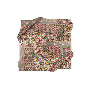 Beige Silk <b>Square</b> <b>Scarf</b> with Geometric Digital Print - Product Image 1