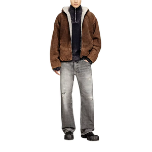 Veste à capuche décontractée en sherpa à fermeture éclair réversible vintage avec logo personnalisé pour homme, chaude, ample et confortable - Product Image 3