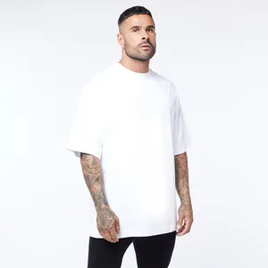 Camiseta de algodão para homens, plus size, queda de ombro, 100%, grossa, personalizada, pesada, peso em branco, camiseta de algodão