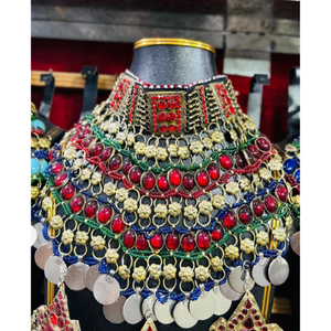 Venta caliente boda conjuntos de joyería nupcial diseño personalizado afgano Kuchi joyería para mujer collar Vintage pendientes y Mang Tikka conjunto - Product Image 4