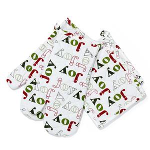 100% Cotton <b>Oven</b> Mitts <b>with</b> <b>Silicone</b> printed Pot Holders for Cooking Microwave Baking Home Food Protection for Restaurants - Product Image 2