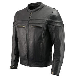 Chaqueta de cuero de motociclista para hombre, chaqueta de cuero de motorista económica negra con chaqueta interior para hombre - Product Image 3