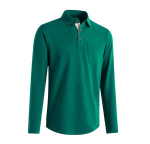 Polo à manches longues pour homme, de haute qualité, uni, 100% coton pur, polo à manches longues pour homme, impression brodée - Product Image 1