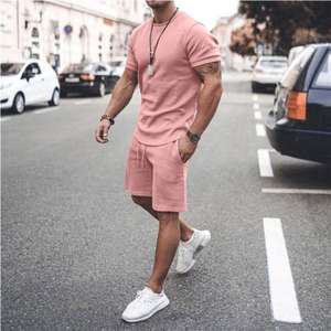 Plus Size Men High Street Style Summer Shirts Shorts <b>Sets</b> Breathable Oversized Letter Pattern Polyester/Cotton <b>Knitted</b> Custom - Product Image 4