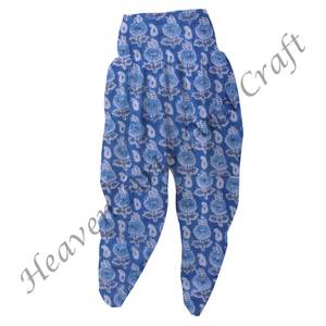 Pijama estampado de bloque de algodón, ropa de dormir estampada, pantalones para mujer con cintura elástica, ropa de dormir cómoda de algodón, pantalones Patiala - Product Image 1