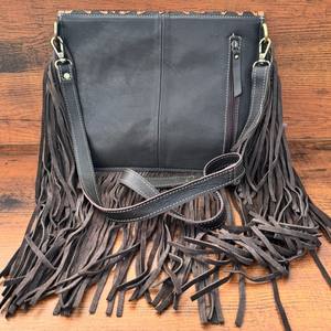 Bolso cruzado con flecos de piedra turquesa de Cactus de cuero con pelo hecho a mano para mujer - Product Image 5