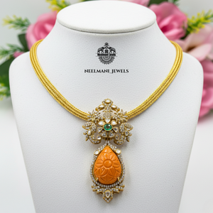 Coral 925 Silver Pendant Set for Women New Trendy Design Emerald Cut Diamond Zircon <b>Ruby</b> Pearl Material for Parties Weddings - Product Image 2