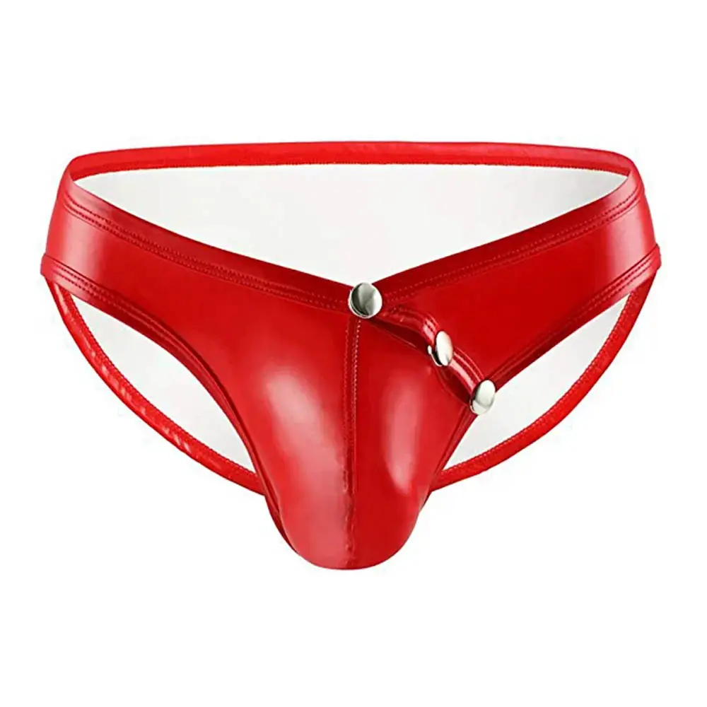 Custom Man Patent Leather Knickers Low Waist G-strings Thongs Lingerie Athletic Supporter Jockstrap For Men