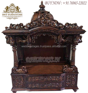 Templo Hindú de Estilo Moderno de Gran Tamaño con Tallado Pesado de Pavo Real, Templo de Madera de Teca de Tamaño Personalizado para Decoración del Hogar - Product Image 6