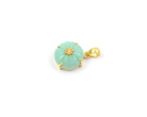 Piedra preciosa de amazonita con colgante de collar de joyería de nuevo diseño de moda de forma redonda hecha a mano chapada en oro - Product Image 3