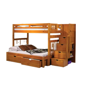 Hot Selling TANDHY NUSANTARA Modern Kid's Bedroom Furniture Solid Wood Bunk <b>Bed</b> <b>Double</b> with <b>Storage</b> Made in Indonesia - Product Image 3