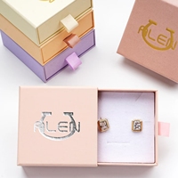 Petite boîte à bijoux bleue et blanche à tiroir rigide en papier de luxe fantaisie personnalisé boîte coulissante cadeau d'emballage alimentaire boîte à manches coulissante avec logo