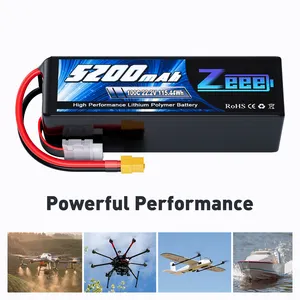 Zeee FPV Drone Battery 6S 5200mAh 50C/75C/100C 22.2V Lipo Battery For 7-8inch 400-450mm X8 10inch Xclass FPV