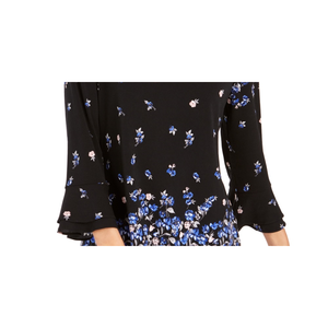 Camicetta Casual da Donna Charter Club con Stampa Floreale, Maniche a Campana, Colletto Alto, Vestibilità Ampia, Disponibile in Blu, Taglie dalla S alla XL, in Poliestere, Raso e Chiffon - Product Image 3