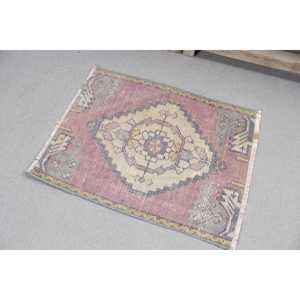 Tapis turc, tapis vintage 2,1x1,9 pieds, tapis oriental en laine rouge et bleu - Product Image 2