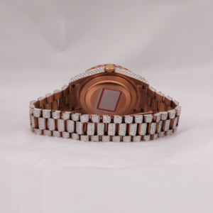Reloj mecánico de lujo de acero inoxidable con esfera marrón de dos tonos totalmente IcedOut Moissanite Vintage Hip Hop Estilo clásico - Product Image 3