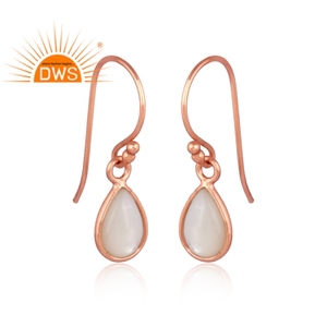 Pendientes colgantes de piedras preciosas de nácar natural chapados en oro rosa y plata esterlina superventas, fabricante de joyería personalizada - Product Image 2