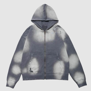 El más nuevo diseño recortado Sudadera con capucha desgastada Unisex algodón bajo Moq borde crudo Puff impresión piedra lavada sudaderas con capucha - Product Image 2