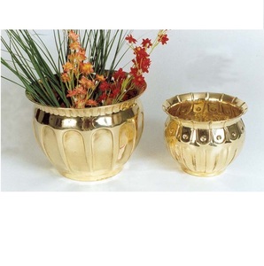 Décoration d'hôtel de luxe, qualité durable, finition dorée, jardinières en métal, grandes jardinières, lot de 3 - Product Image 3