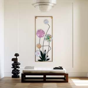 Chic Modern Floral Metal <b>Wall</b> Art <b>Framed</b> Iron and Aluminium Home <b>Wall</b> Decor for Living Room and Office Elegant Floral <b>Design</b> - Product Image 3