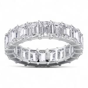 Bague de mariage éternelle en platine pour femme, sertie de moissanite taille émeraude E-F/VVS-VS de 4,80 carats - Product Image 3