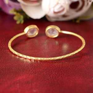 Latest Design <b>Boho</b> Gemstone Cuff <b>Boho</b> Brass Bangle for Women 18K Gold Plated Oval Open <b>Bracelet</b> for Wholesale OEM ODM - Product Image 6