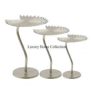 Centre de designer en métal en forme de feuille d'argent et table d'appoint ensemble de 3 accessoires de décoration pour hôtels et restaurants - Product Image 2