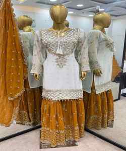 คอลเลกชั่นชุดแฟนซีสำหรับผู้หญิงอินเดียชุดแฟนซีสีเหลืองชุดเทศกาล - Product Image 2