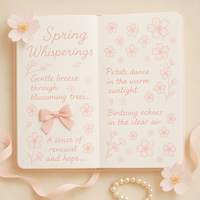 Carnet LABON Sakura Blossom A5 en tissu rose avec motif de pétales de fleurs de cerisier, nœud perlé pour un cadeau romantique, écriture de printemps