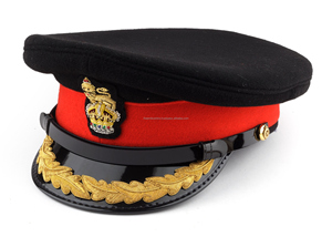 High Quality White Peaked Caps Custom Bullion Badge Uniform <b>Hats</b> Structured Design Wholesale Supplier - Product Image 3