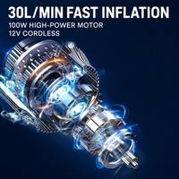 Cordless Tire Inflator Digital Display Air Pump 12V 100W Portable Tyre Compressor for Car SUV Truck Motorcycle Bicycle