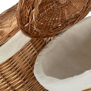 Red Hamper Light-Steamed Round White Cotton Lined Willow Wicker <b>Small</b> & Large Set of 2 Laundry <b>Baskets</b> - Product Image 6