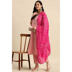 Pink Heavy Embroidered <b>Kurta</b> Set with Dupatta for <b>Women</b> Bollywood & Pakistani Style Ethnic Wear for Party Salwar Kameez Stitched - Product Image 1