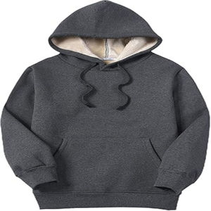 2025 <b>Men's</b> Casual Winter Pullover Sweatshirt 100% Cotton Heavyweight <b>Sherpa</b> Fleece Lined Plain Dyed Solid Pattern Hoodie For <b>Man</b> - Product Image 2