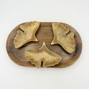 Bol de service pour fruits secs en forme de feuille avec plateau, design moderne de haute qualité, bol de service de table, couleur dorée, bol en métal - Product Image 6