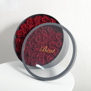 Caja de regalo transparente con ventana redonda Caja de embalaje de flores de frutas Caja de regalo de cubo de abrazo grande impermeable para <span class=keywords><strong>invitados</strong></span> de <span class=keywords><strong>boda</strong></span> - Product Image 4
