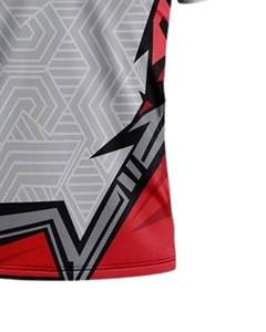Camiseta Polo Geométrica Personalizada para Hombre, Color Gris, Negro y Rojo, Manga Corta, Transpirable, de Poliéster, para Deportes y Golf, Diseño Personalizado OEM - Product Image 5