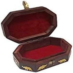 Petit éléphant octogonal en bois fait à la main Design femmes élégant bijoux organisateur stockage 6X4X2 pouces boîte à bijoux serrure - Product Image 3