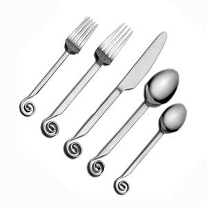 Couverts en gros en métal durable Fourchette en acier inoxydable Couteau et cuillère Argent plaqué avec ensemble de couverts à bout plié - Product Image 1