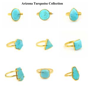 925 Sterling Silver Eternity Vermeil Prong 12x16mm Pear Shape Solitaire Wedding <b>Ring</b> Arizona <b>Turquoise</b> Gemstone Women's Parties - Product Image 4
