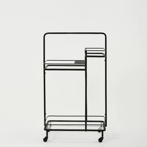 Restaurant Hotel Office Tea Globe Drinks Minibar Trolley Cabinet Custom Size Color Material Black Bar Cart Drinks Trolley - Product Image 5