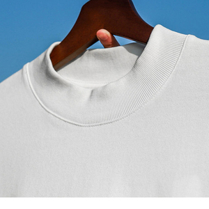100% Cotton Knitted Oversized Men's O Neck T-Shirts Custom <b>Logo</b> Blank Design Wholesale - Product Image 3
