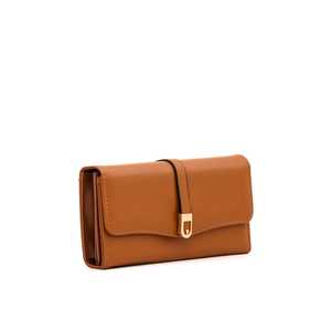 Casual Brown <b>Ladies</b> <b>Wallet</b> Portable Short PVC Lining Button Closure - Product Image 2