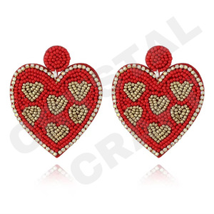 Boucles d'oreilles en perles de football pour femmes Patriotic Orange White Blue Color for Wedding or Memorial Day - Product Image 3